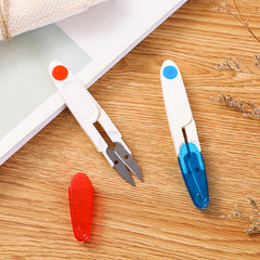 Small Scissors Transparent Thread Head With Cover Safety Sewing Scissors