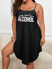  Sexy Lounge Dress Women's Plus Funny Slogan Print Round Neck