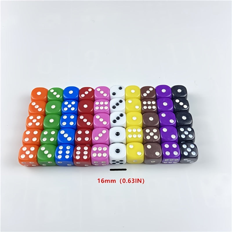6pcs 10 Colors 16mm Hexahedron Dice Set for Party Game RPG Dice