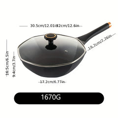 Nonstick Octagonal Frying Pan with Lid - Outdoor Cooking Supplies