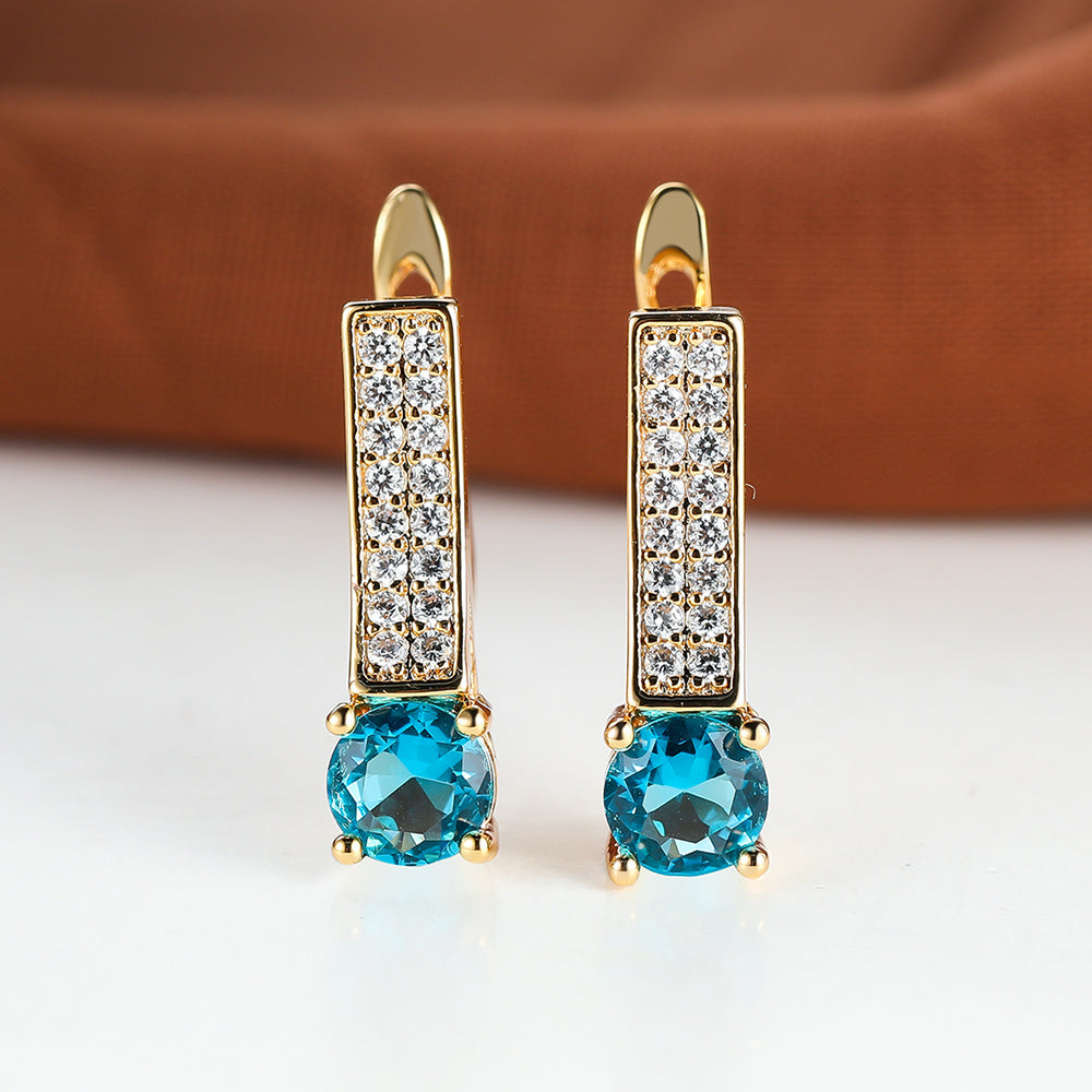 Vintage Aqua Stone Earrings Wedding Jewelry Gift