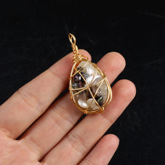 1pc Natural Stone Pendant Irregular Wire Charms For DIY Necklace 4 5x2cm