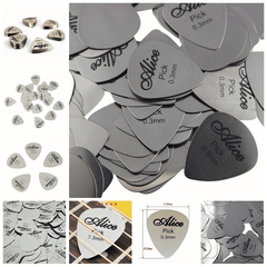 5/10pcs Metal Guitar Pick 0.3mm Thin Silvery Bass Ukelele Pick