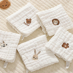 Animal Embroidered Washcloth Handkerchiefs Soft Absorbent Towel