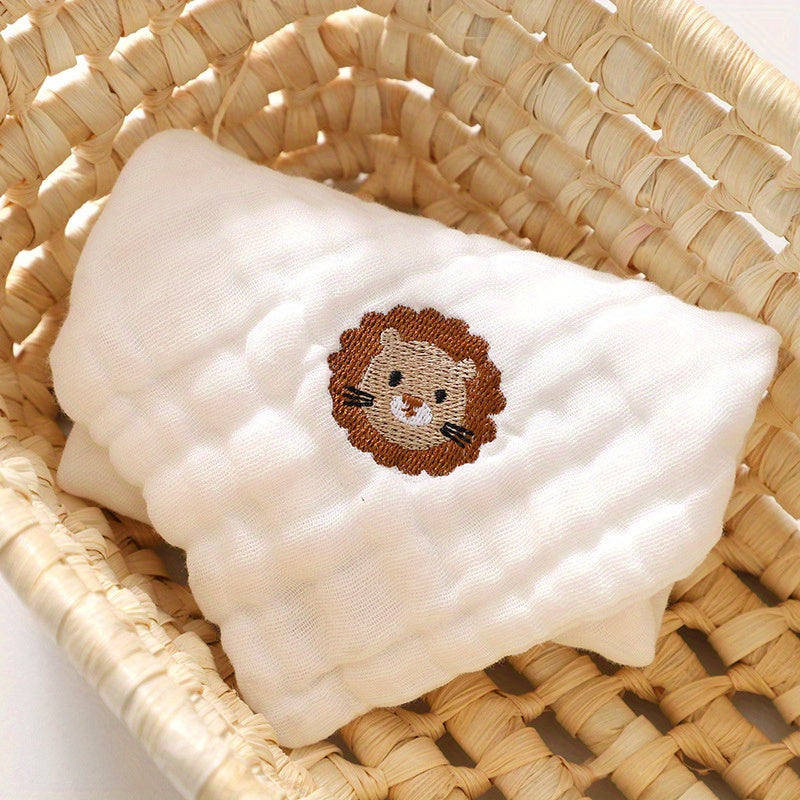 Animal Embroidered Washcloth Handkerchiefs Soft Absorbent Towel
