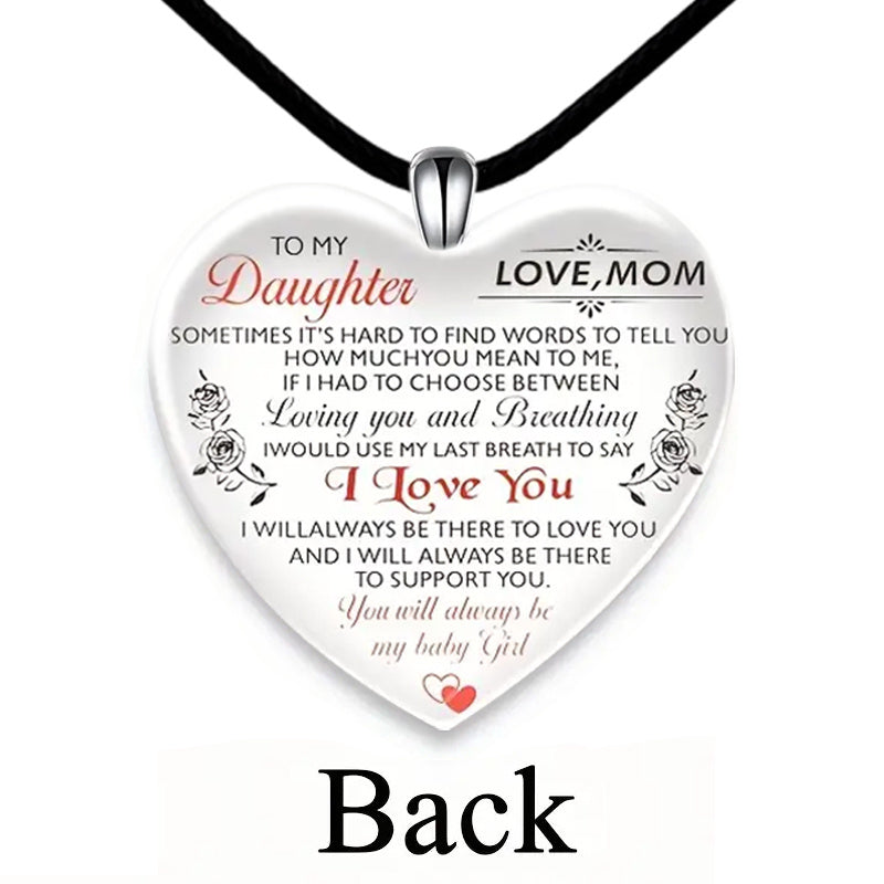 Daughter Elephant Pattern Heart Pendant Necklace Gift