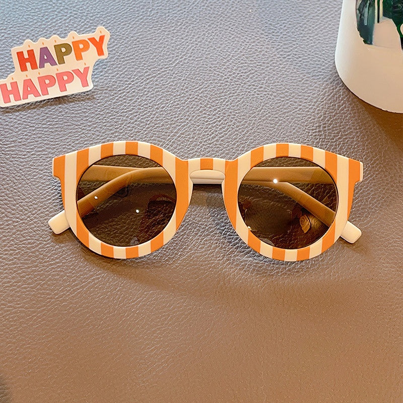Girl's Oval Sunglasses UV Protection Striped Plaid Girls Sunglasses