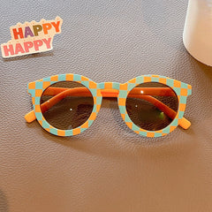 Girl's Oval Sunglasses UV Protection Striped Plaid Girls Sunglasses