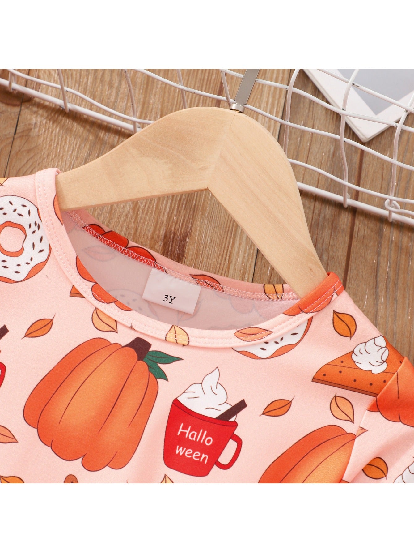 Sweet Pumpkin Graphic Girls Long Sleeve Tutu Dress Halloween Party
