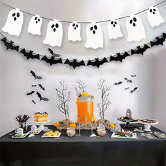 8pcs Halloween Ghost Pull Flag Silvery Sequin Banner
