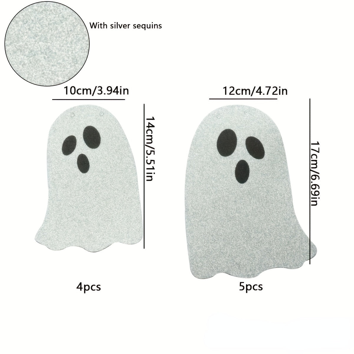 8pcs Halloween Ghost Pull Flag Silvery Sequin Banner