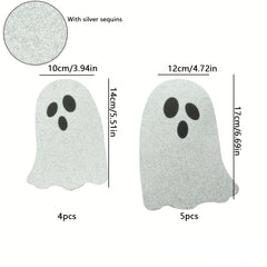 8pcs Halloween Ghost Pull Flag Silvery Sequin Banner