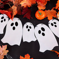 8pcs Halloween Ghost Pull Flag Silvery Sequin Banner