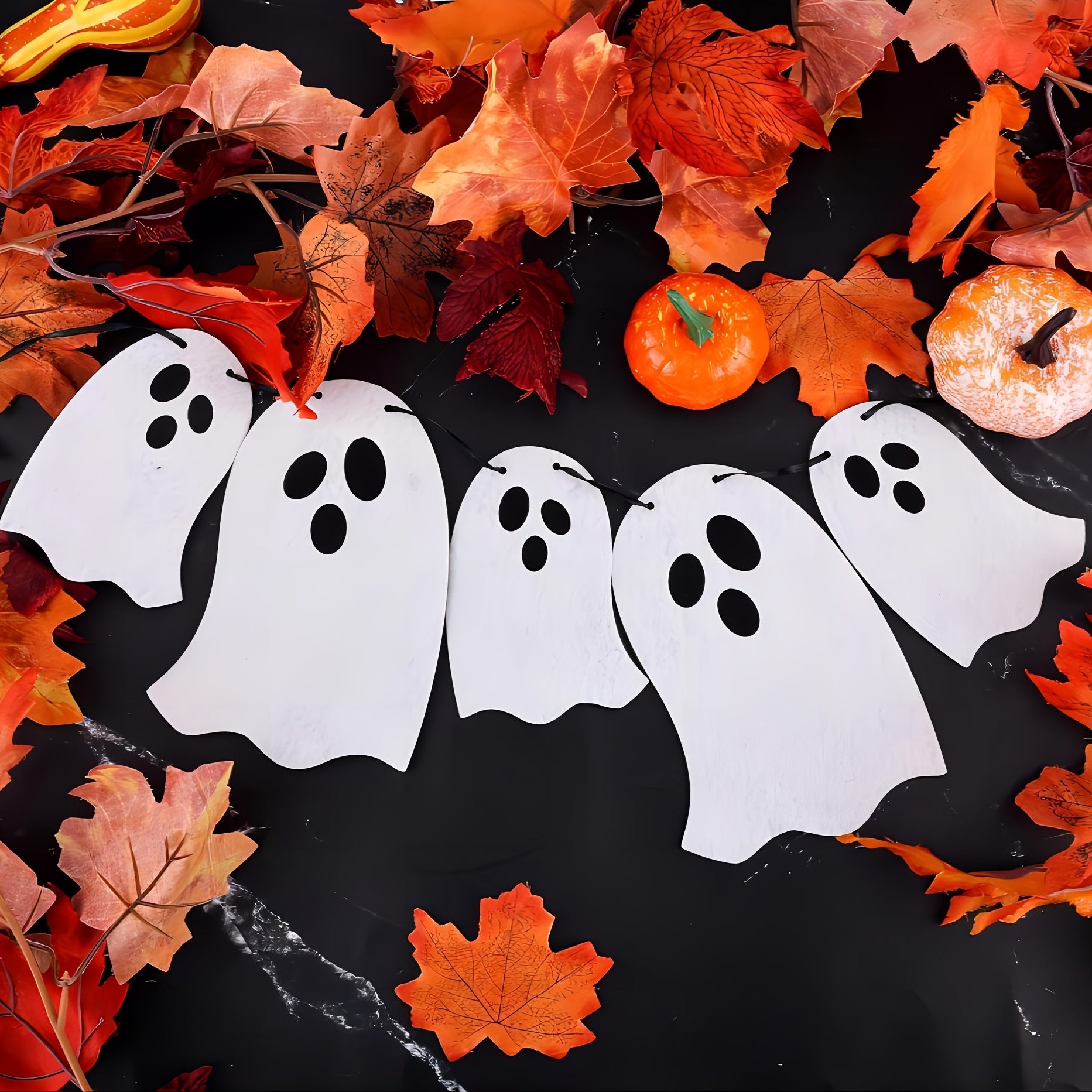 8pcs Halloween Ghost Pull Flag Silvery Sequin Banner