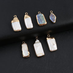 Natural Pearl Pendant Golden Edge Charms - DIY Jewelry Making