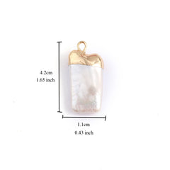 Natural Pearl Pendant Golden Edge Charms - DIY Jewelry Making