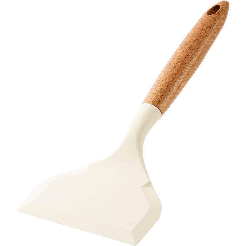 Wooden Handle Silicone Spatula Tamagoyaki Flat Non Stick Pot Shovel