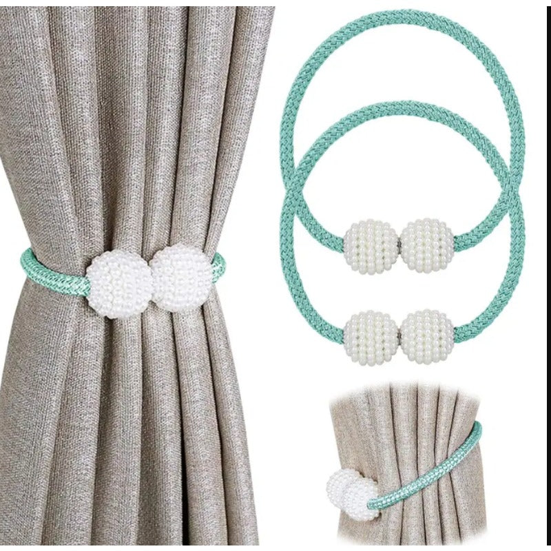 2pcs Pearl Magnetic Curtain Tiebacks No Drilling Needed