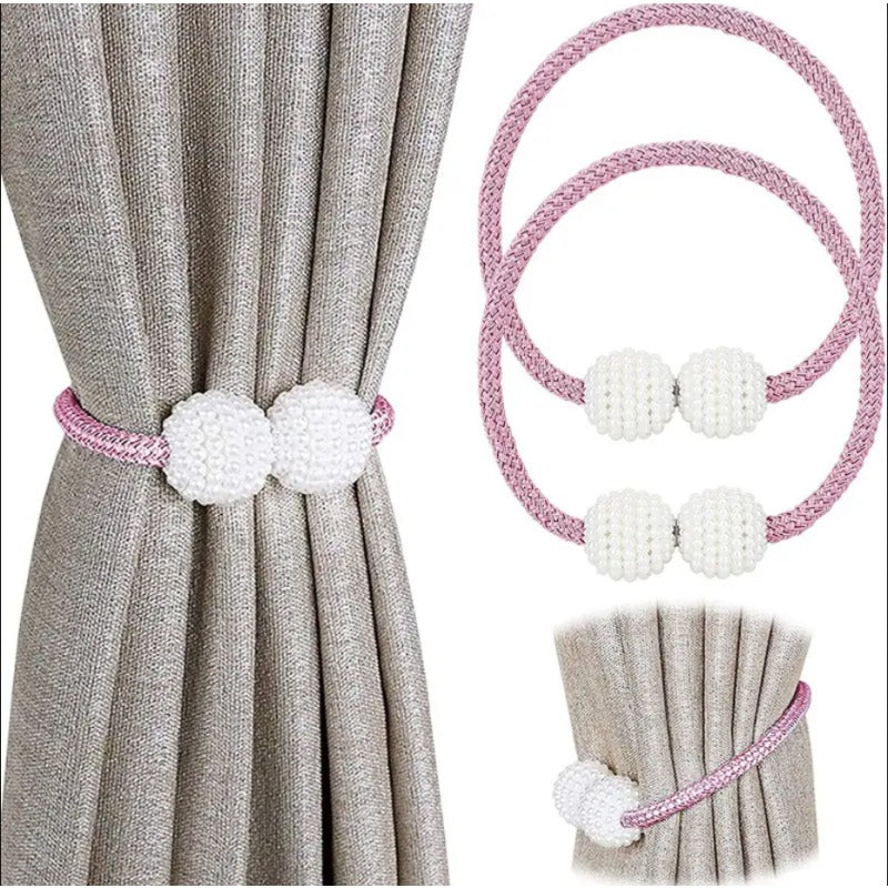 2pcs Pearl Magnetic Curtain Tiebacks No Drilling Needed