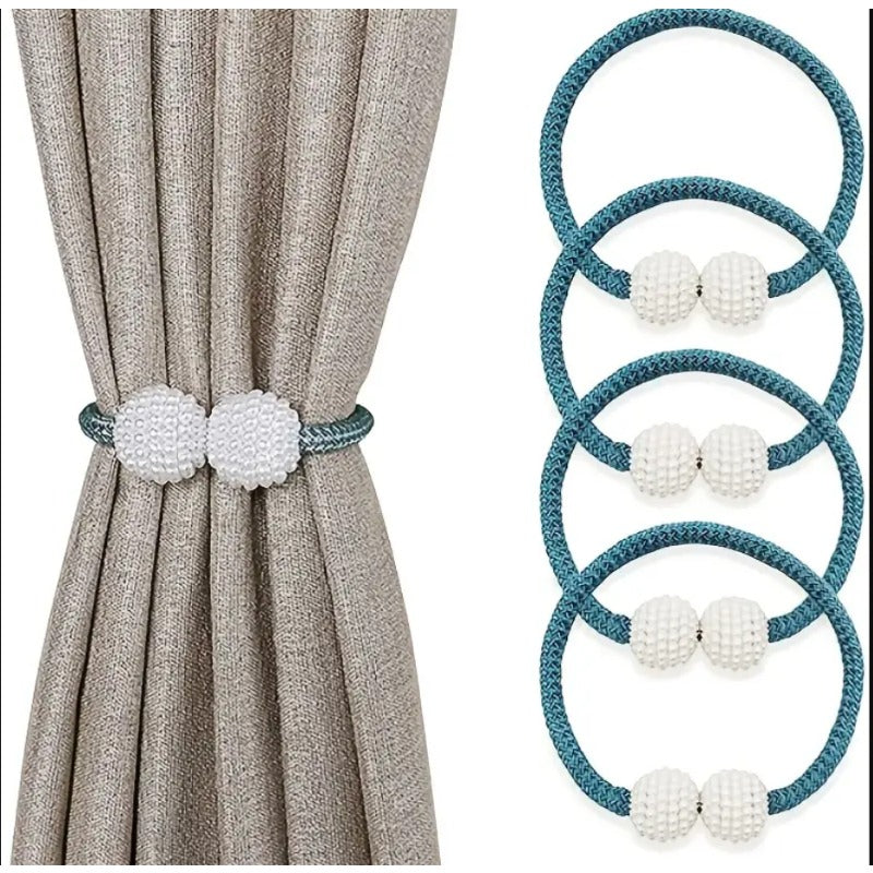 2pcs Pearl Magnetic Curtain Tiebacks No Drilling Needed