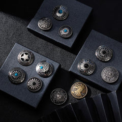 22pcs Alloy Craft Screw Rivet Turquoise/Iron DIY Faux Leather Mixed Nail Set