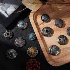 22pcs Alloy Craft Screw Rivet Turquoise/Iron DIY Faux Leather Mixed Nail Set