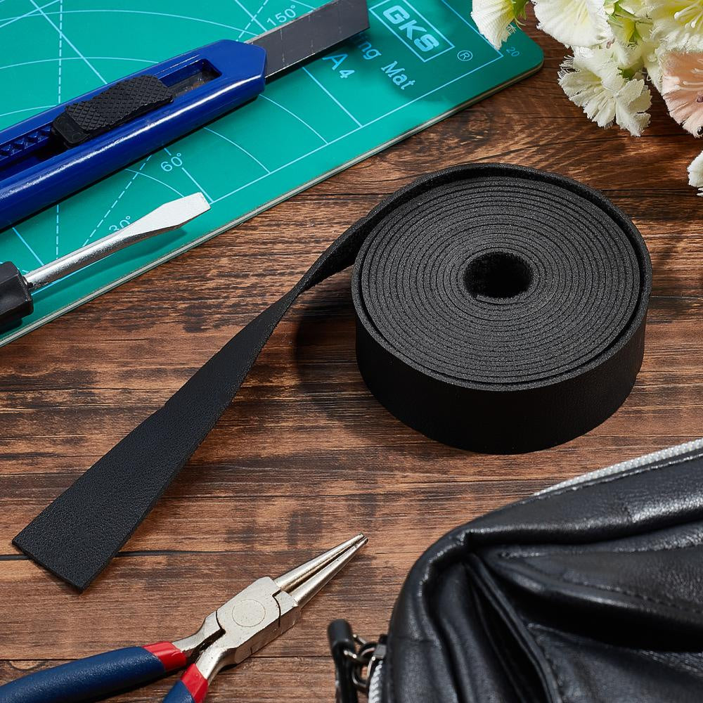 Faux Leather Strap Flat Single Face Cords 25x1 8mm 25m Roll