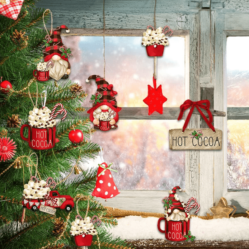 24pcs Wooden Christmas Winter Santa Tree Theme Party Holiday Decor