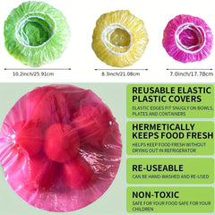 60pcs Colorful Elastic Food Storage Covers Reusable Fitted Bowl Covers