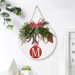 Christmas Wooden Hanging Home Decoration Bowknot Doorplate Ornament