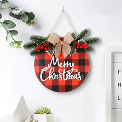 Christmas Wooden Hanging Home Decoration Bowknot Doorplate Ornament