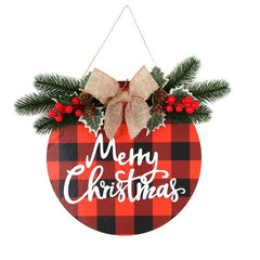 Christmas Wooden Hanging Home Decoration Bowknot Doorplate Ornament