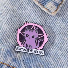 Cartoon Cat Purple Brooch Letter Pattern Badge Gift Men