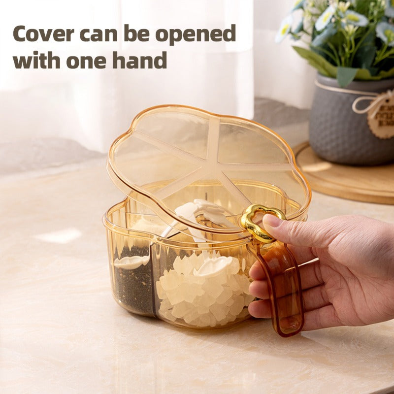 5-in-1 Seasoning Box with Spoon Integrated Spice Jar Salt Pepper Sugar MSG