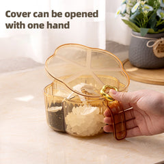 5-in-1 Seasoning Box with Spoon Integrated Spice Jar Salt Pepper Sugar MSG