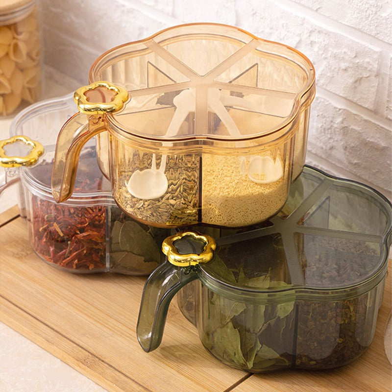 5-in-1 Seasoning Box with Spoon Integrated Spice Jar Salt Pepper Sugar MSG