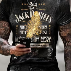 Feather And Letters Print Men's Vintage Graphic T shirt