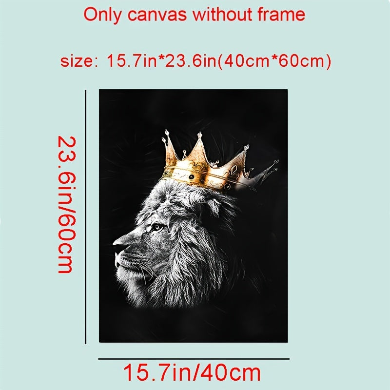 2pcs Crown Lion Wall Poster Canvas Painting 15.7x23.6in