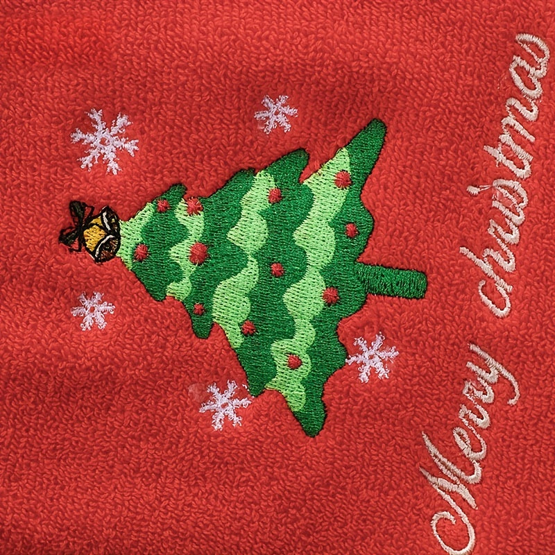 2pcs Christmas Embroidered Hand Towel Soft Face Towel for Bathroom