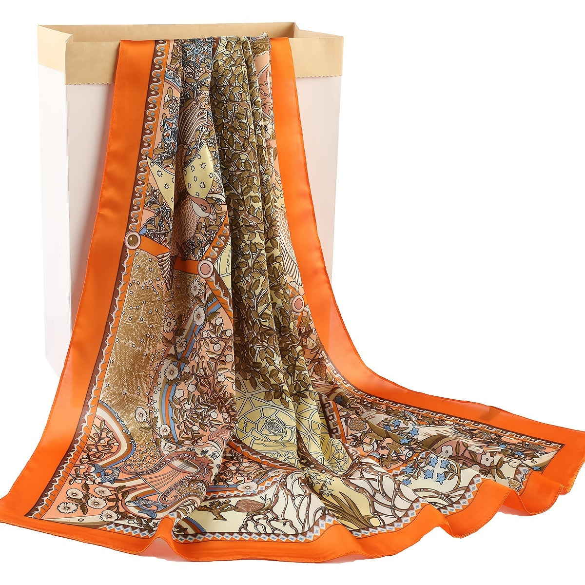 70cm Small Square Scarf Classic Print Women's Neckerchief Windproof Sunscreen