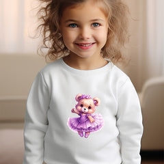 Girls Bear Pattern Crew Neck Sweatshirt For Spring Fall Christmas Gift