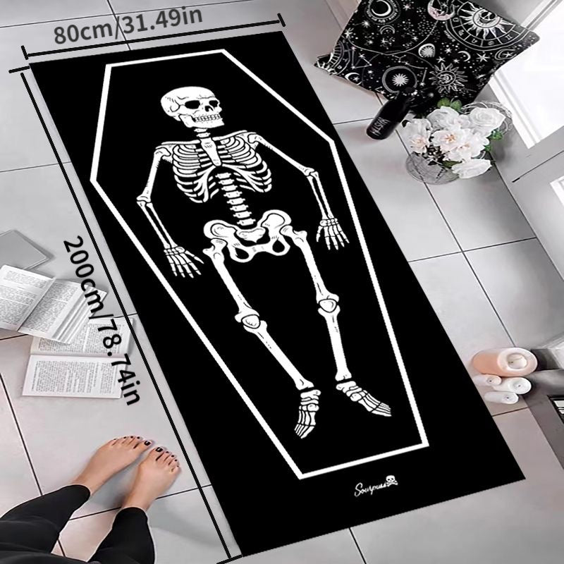 Dark Gothic Coffin Area Rug Halloween Bedroom Carpet