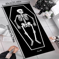 Dark Gothic Coffin Area Rug Halloween Bedroom Carpet
