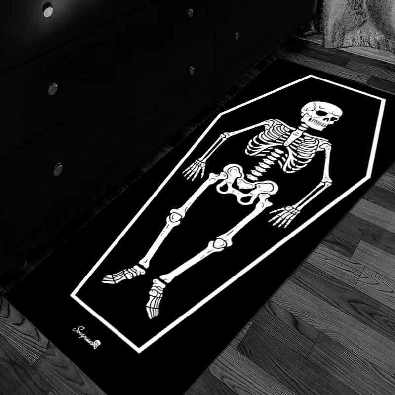 Dark Gothic Coffin Area Rug Halloween Bedroom Carpet