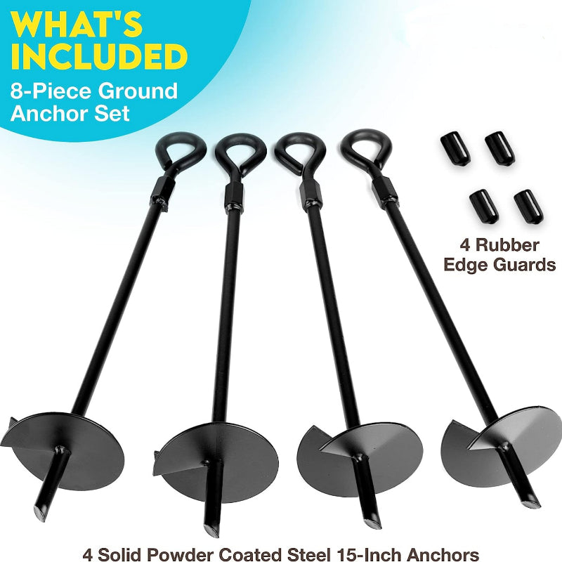 8pcs 15in Heavy-duty Swing Ground Anchors for Swings and Tents