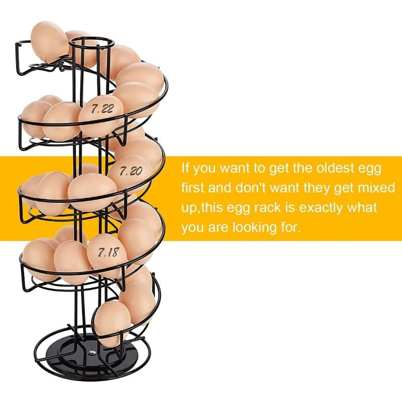 Spiral Metal Egg Dispenser Rack Household Storage Organizer