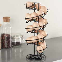 Spiral Metal Egg Dispenser Rack Household Storage Organizer
