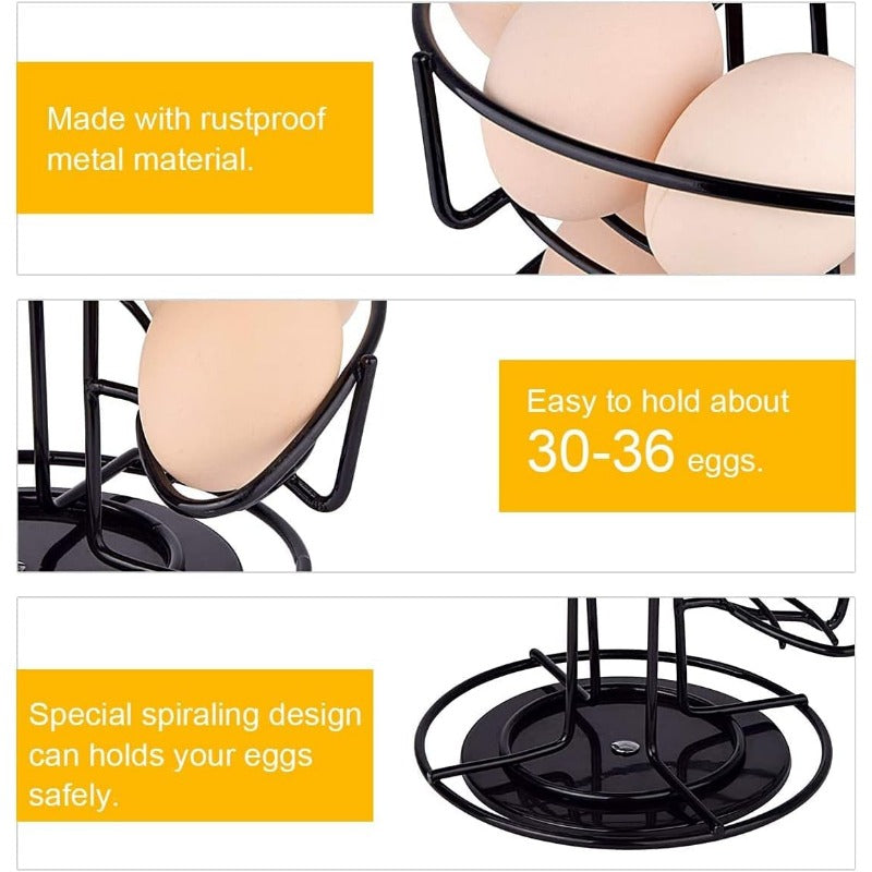 Spiral Metal Egg Dispenser Rack Household Storage Organizer