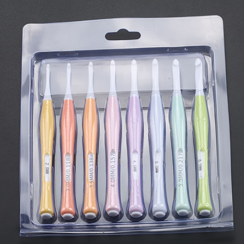 8pcs Candy Crochet Hooks Set with Soft Grip Handles for Arthritic Hands