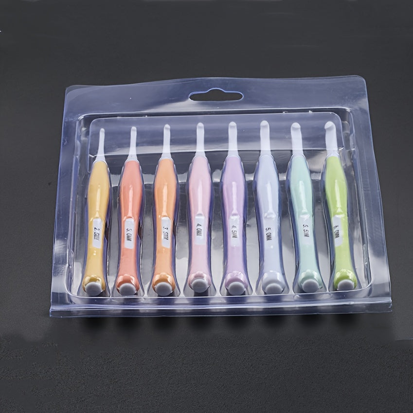 8pcs Candy Crochet Hooks Set with Soft Grip Handles for Arthritic Hands